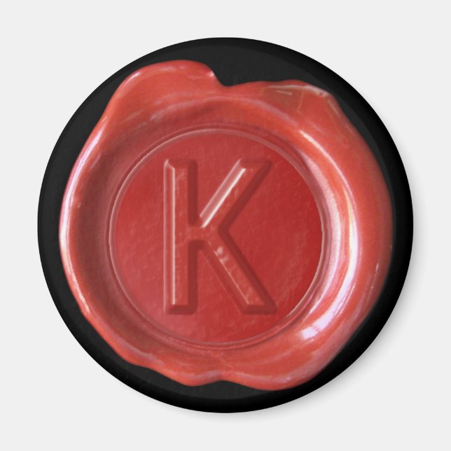 Wachs Siegel Monogram Magnet - Rot - Bold Style - (Vorne)
