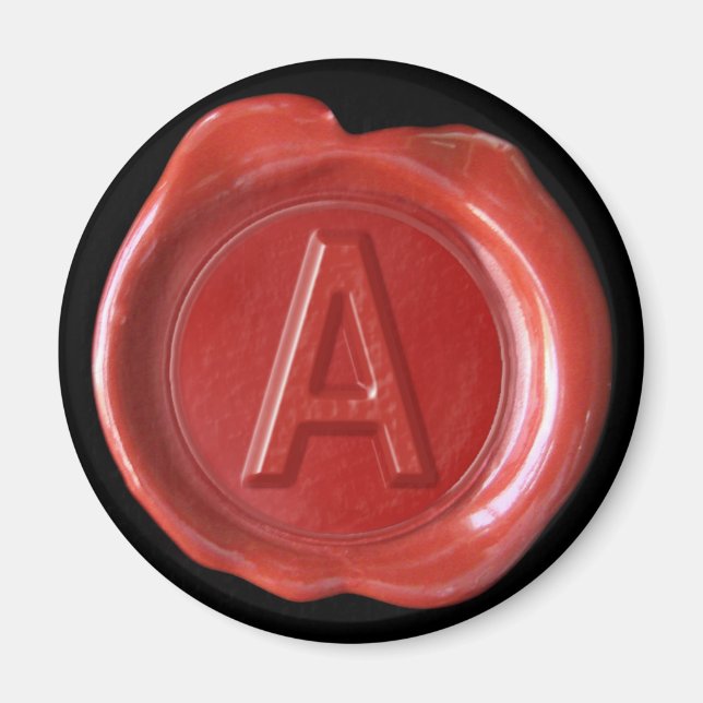 Wachs Siegel Monogram Magnet - Rot - Bold Style - (Vorne)
