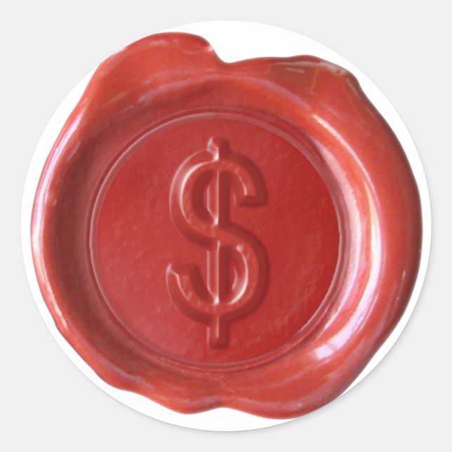 Wachs Siegel Monogram - Red - Bold $ - Runder Aufkleber (Vorderseite)