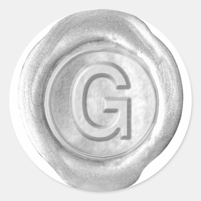Wachs Siegel Monogram - Silver - Bold G - Runder Aufkleber (Vorderseite)