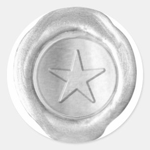Wachs Siegel Monogram - Silver - Custom Star - Runder Aufkleber