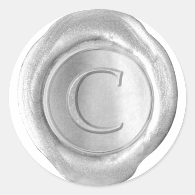 Wachs Siegel Monogram - Silver - Serif C - Runder Aufkleber (Vorderseite)