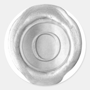Wachs Siegel Monogram - Silver - Serif O - Runder Aufkleber