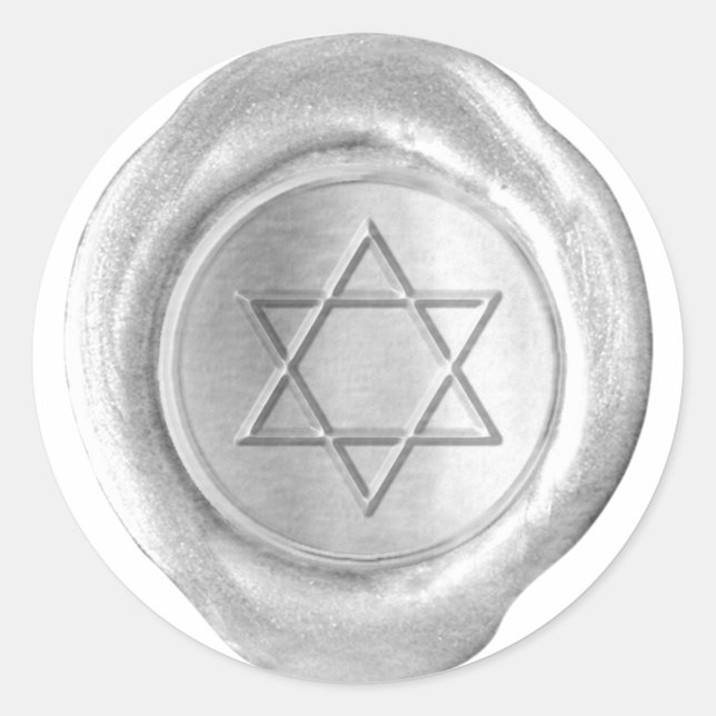 Wachs Siegel Monogram - Silver - Star von David - Runder Aufkleber (Vorderseite)