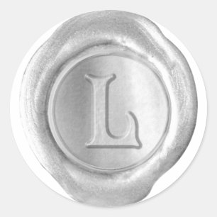 Wachs Siegel Monogram - Silver - Viktorianisch L - Runder Aufkleber