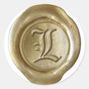Wachs Siegel Monogramm - Gold - Altenglisch - Buch Runder Aufkleber