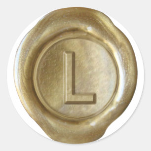 Wachs-Siegel-Monogramm - Gold - Fette L - Runder Aufkleber