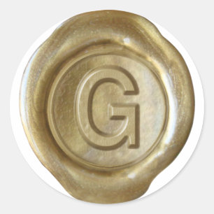 Wachs-Siegel-Monogramm - Gold - Fettes G - Runder Aufkleber