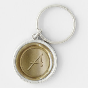 Wachs-Siegel-Monogramm - Gold - künstlerisches A - Schlüsselanhänger