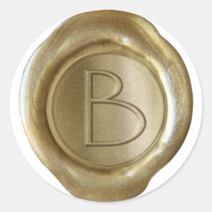 Wachs Siegel Monogramm - Gold - ModernSlim B - Runder Aufkleber