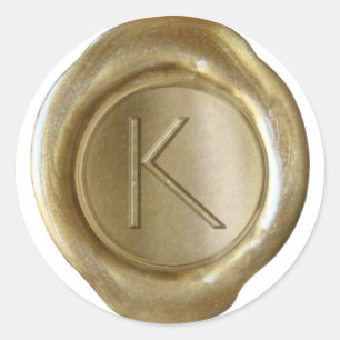 Wachs Siegel Monogramm - Gold - ModernSlim K - Runder Aufkleber