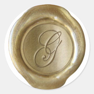Wachs-Siegel-Monogramm - Gold - Schrift G - Runder Aufkleber