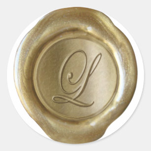 Wachs-Siegel-Monogramm - Gold - Schrift L - Runder Aufkleber