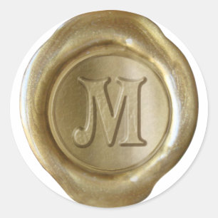 Wachs-Siegel-Monogramm - Gold - viktorianisches M Runder Aufkleber