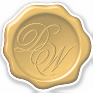 Wachs-Siegel-Monogramm-Goldgelbe Kalligrafie-Hochz Aufkleber
