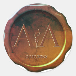 Wachs-Siegel-Monogramm-Hochzeitsticker Runder Aufkleber