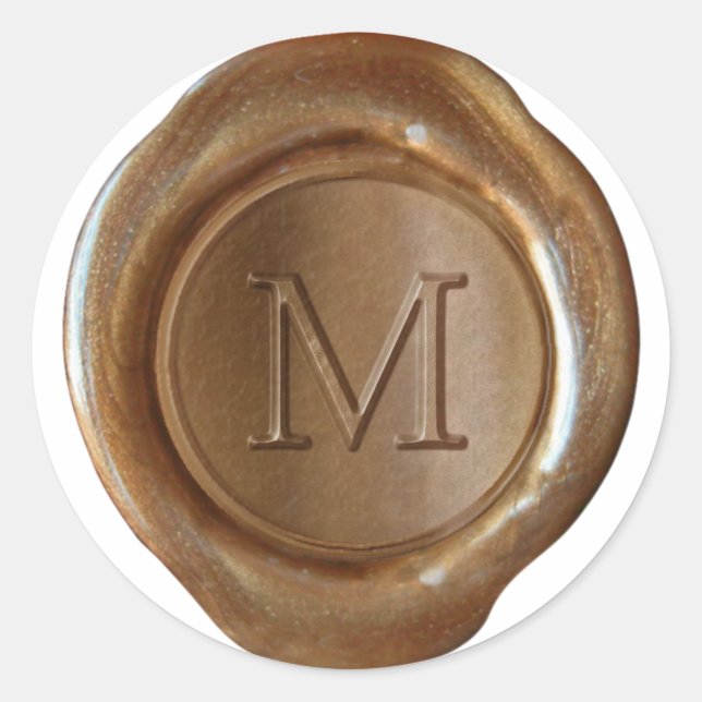 Wachs Siegel Monogramm - Kupfer - Serif M - Runder Aufkleber (Vorderseite)