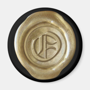Wachs-Siegel-Monogramm-Magnet - Gold - Altenglisch Magnet