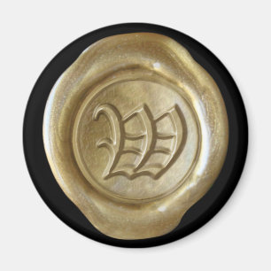 Wachs-Siegel-Monogramm-Magnet - Gold - Altenglisch Magnet