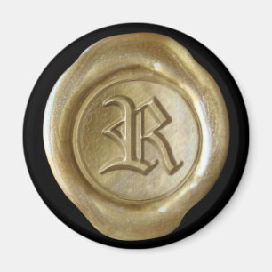 Wachs-Siegel-Monogramm-Magnet - Gold - Altenglisch Magnet