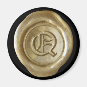Wachs-Siegel-Monogramm-Magnet - Gold - Altenglisch Magnet