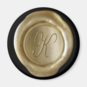 Wachs-Siegel-Monogramm-Magnet - Gold - Skript-Art Magnet