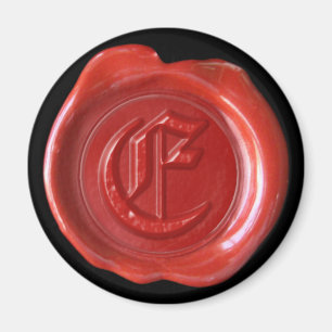 Wachs-Siegel-Monogramm-Magnet - Rot - altes Magnet