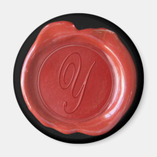 Wachs-Siegel-Monogramm-Magnet - Rot - Schreibschri Magnet