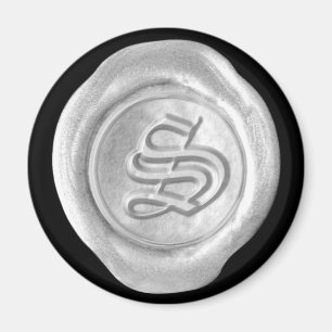 Wachs-Siegel-Monogramm-Magnet - Silber - altes Magnet