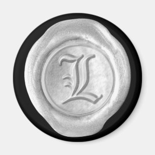 Wachs-Siegel-Monogramm-Magnet - Silber - altes Magnet