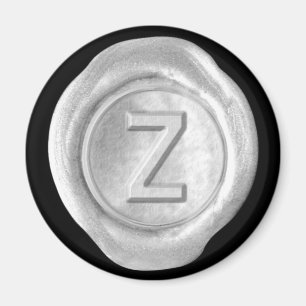 Wachs-Siegel-Monogramm-Magnet - Silber - mutige Magnet