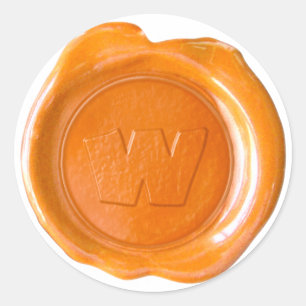 Wachs-Siegel-Monogramm - Orange - W - Runder Aufkleber
