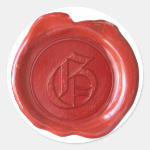 Wachs Siegel Monogramm - Rot - Altenglisch - Buchs Runder Aufkleber