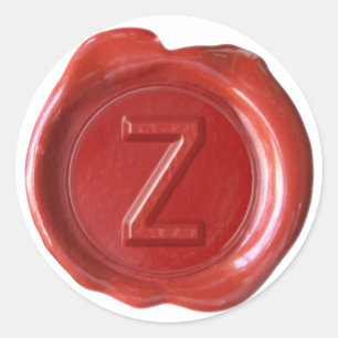 Wachs-Siegel-Monogramm - Rot - Bold Z- Runder Aufkleber