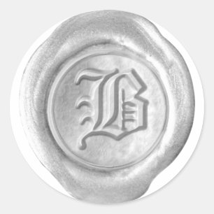 Wachs Siegel Monogramm - Silber - Altenglisch B - Runder Aufkleber