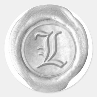 Wachs Siegel Monogramm - Silber - Altenglisch L - Runder Aufkleber