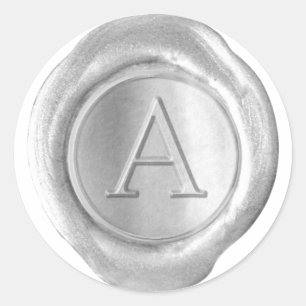 Wachs Siegel Monogramm - Silber - Serif A - Runder Aufkleber