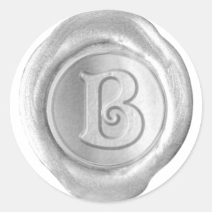 Wachs-Siegel-Monogramm - Silber - viktorianisch B Runder Aufkleber