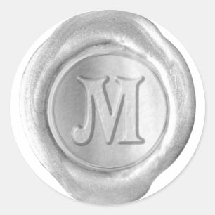 Wachs-Siegel-Monogramm - Silber - viktorianisches Runder Aufkleber