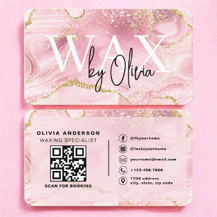 Wachs-Spezialist Esthetikerin Pink QR-Code Visitenkarte