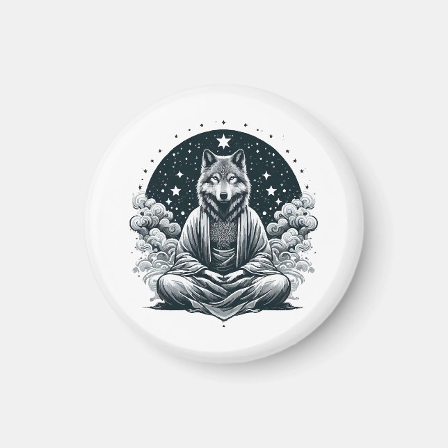 Wachsamer Wolf Magnet (Vorne)