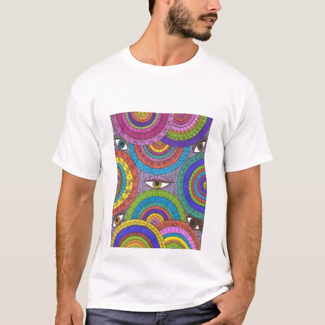 Wachsames Universummandala-Kunst-T-Shirt T-Shirt (Vorderseite)