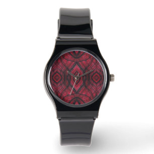 Wachsamkeit Rote Abstrakte Aquarellkunst Armbanduhr