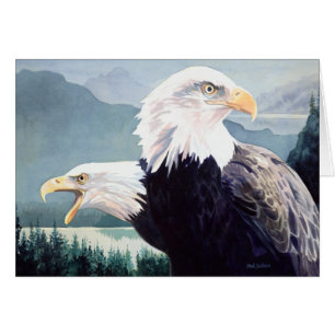"Wachsamkeits-" Weißkopfseeadler-Paar-Aquarell