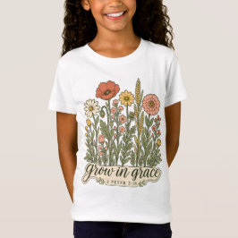 Wachse in Gnade - Christliches florales Bibelvers- T-Shirt