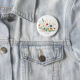 Wachse in Gnade floral Button