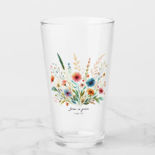 Wachse in Gnade floral Glas