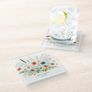 Wachse in Gnade floral Glasuntersetzer