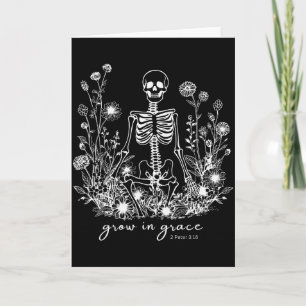 Wachse in Gnade Florales Skelett Christlich Religi Karte