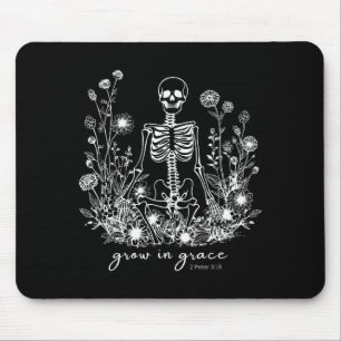 Wachse in Gnade Florales Skelett Christlich Religi Mousepad